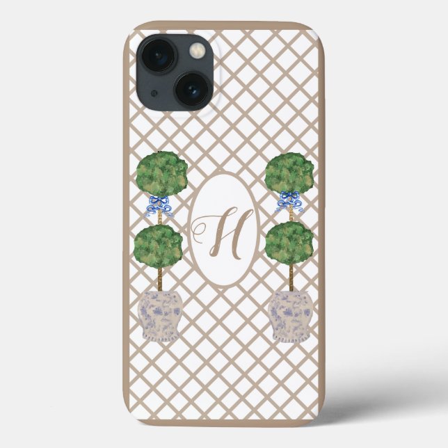 Beige Chinoiserie Ginger Burk Burk Topiary Basket (Baksida)