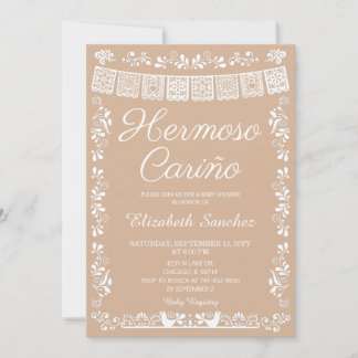 Beige Cielito Lindo Hermoso Cariño Baby Shower Inbjudningar