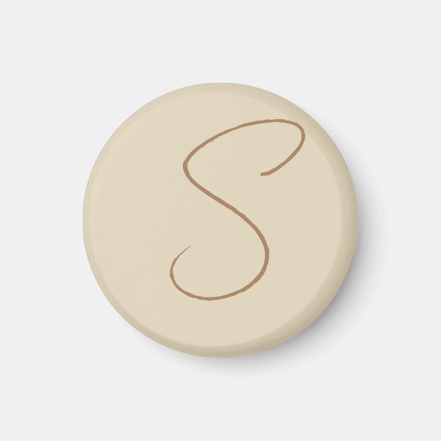 Beige Classic Handwrite Initial Monogram Magnet (Framsidan)