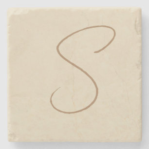 Beige Classic Handwrite Initial Monogram Stenunderlägg