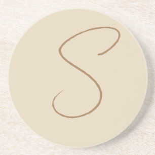 Beige Classic Handwrite Initial Monogram Underlägg