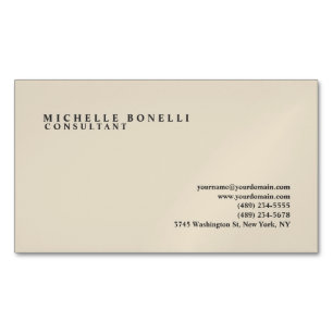 Beige Classical Plain Professionell Magnetiska Visitkort