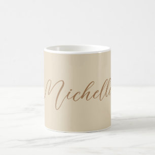 Beige Classical Professionell Handskriftlig Namn Kaffemugg
