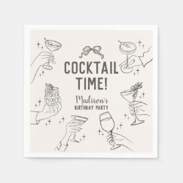 Beige Cocktail Party Retro Födelsedagsfest Pappersservett