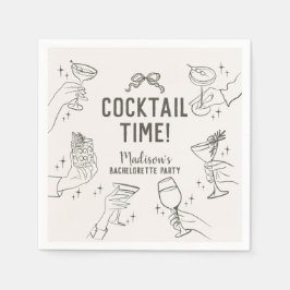 Beige Cocktailfest Retro Möhippa Pappersservett