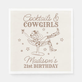 Beige Cocktails och Cowgirl Rodeo Birthday Pappersservett