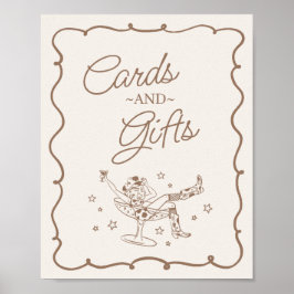 Beige Cocktails och Cowgirl Rodeo Cards & Gifts Poster