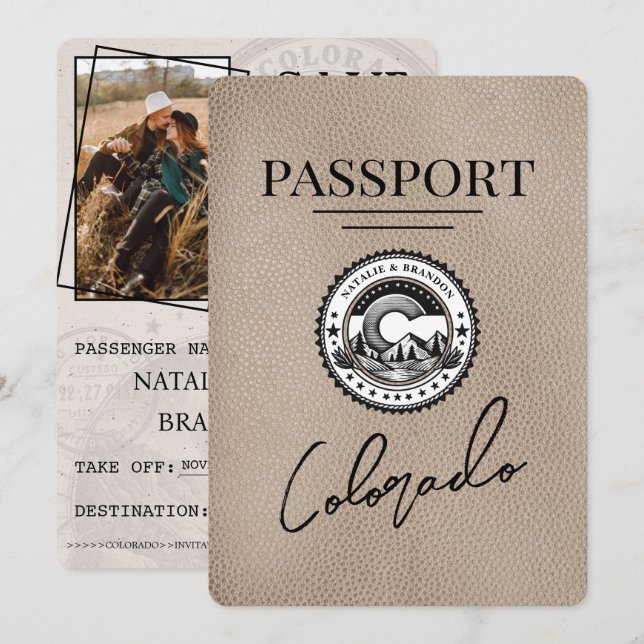 Beige Colorado Passport Spara datum Datumet (Fram/baksida)