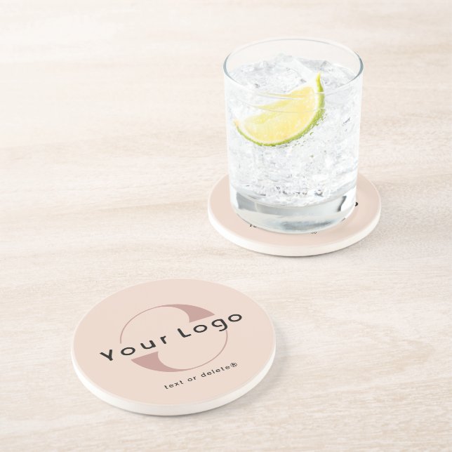  Beige Company Logotyp Business Round Sandstone Underlägg (Sidan)