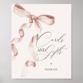 Beige Coquette Bow Cards och Gifts Party Decor Poster