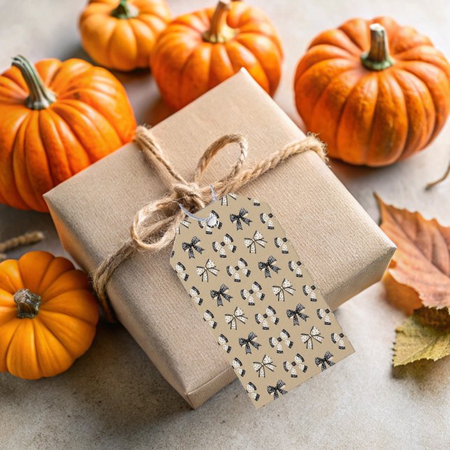Beige Coquette Bows Halloween Gift Märkres Presentetikett (Beige Coquette Halloween Gift Tags)