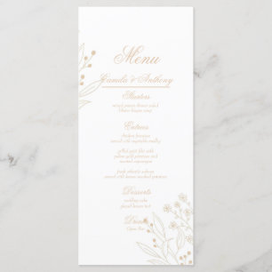 Beige Corner Blommigt Boho Bröllop Meny