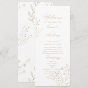 Beige Corner Blommigt Boho Bröllop Program