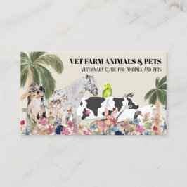 Beige Cow Sheep Dog Cat Bird Rabbit Duck Palm Visitkort