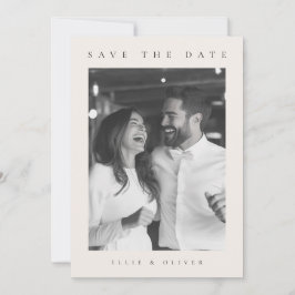 Beige Cream Boho Photo Save Date Inbjudningar