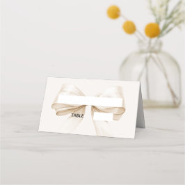 Beige Cream Bow Ivory Place Cards Elegant Folded Placeringskort