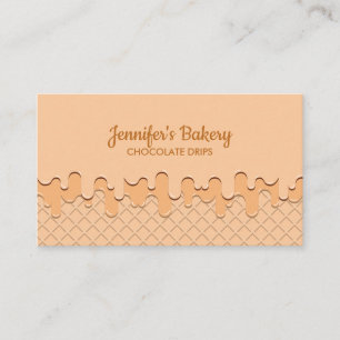 Beige Cream Dripping Wafer Visitkort
