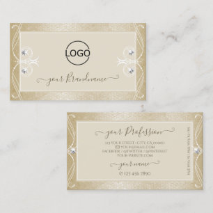 Beige Cream Mosaic Ornate Gnistra judar med Logoty Visitkort