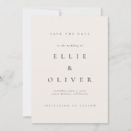 Beige Cream och Black Elegant Boho Spara datum Inbjudningar