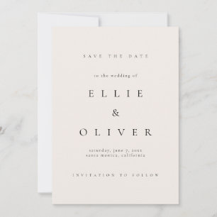 Beige Cream och Black Elegant Boho Spara datum Inbjudningar
