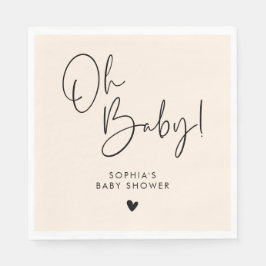 Beige Cream Oh Baby Modern Boho Baby Shower Pappersservett