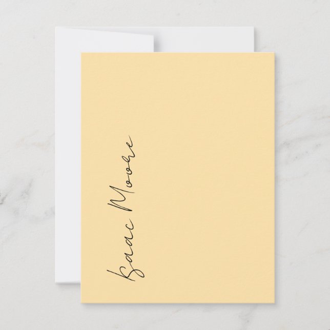 Beige Cream Plain Elegant Script Calligraphy Name Anteckningskort (Framsida)