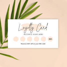 Beige Cream Waterbrush Lashes Loyalty Stamp Card Lojalitetskort