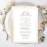 Beige Cream Watercolor Elegant Monogram Bröllop Inbjudningar<br><div class="desc">Önska dina gäster med den här vackra bröllopsinbjudan med en utsökt botanisk vapensköld i hand plockade och moderna handskrivna kalligrafidetaljer. Förmåga att byta "tillsammans med sina föräldrar" till "tillsammans med sina familjer", "tillsammans med underbar glädje" eller "tillsammans med underbart nöje". Framtill med delikat beige, kräm och bruna nyanser vattenfärgen ram....</div>