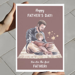 Beige Cream Watercolor Far och Son Fars dag Kort