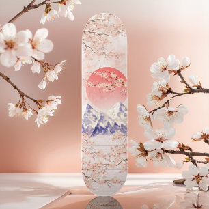 Beige Cream White Cherry Blommar Vuxen Youth Girly Mini Skateboard Bräda 18,5 Cm