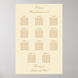 Beige Crème 11 Bordplacering Bröllopsaffisch Poster