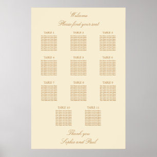 Beige Crème 11 Bordplacering Bröllopsaffisch Poster