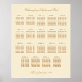 Beige Crème 19 Bordplacering Bröllop Stolpskylt Poster