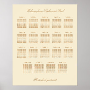 Beige Crème 19 Bordplacering Bröllop Stolpskylt Poster