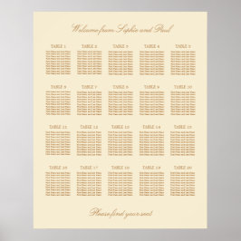 Beige Crème 20 Bord Plats Placeringsplan Affisch