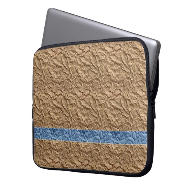 Beige Crinkle Blue Mönster Electronics Bag Laptop Sleeve (Framsidan Vänster)