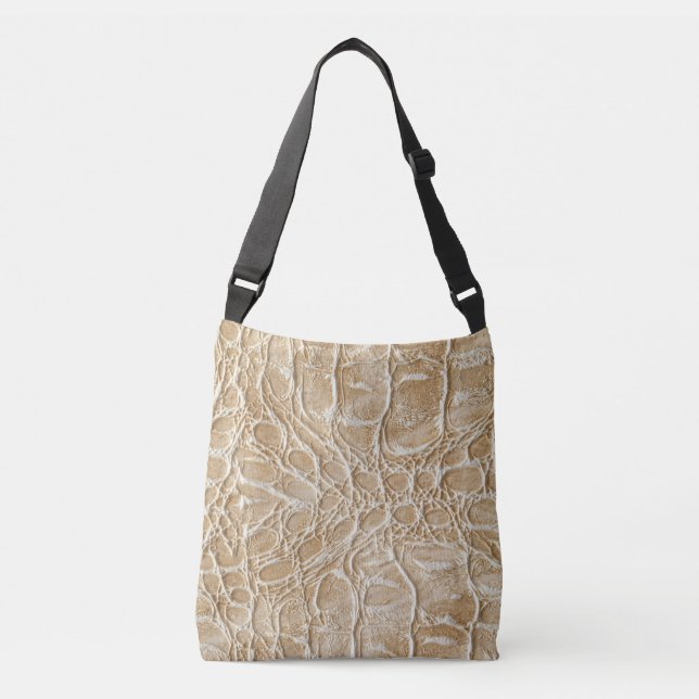 Beige Crocodile Läder print Crossbody Bag Axelväska (Framsida)