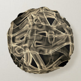 Beige Curved rosett band, kontrastförstärkt linjer Rund Kudde