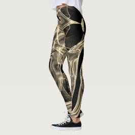 Beige Curved rosett band, som slår det präglade li Leggings