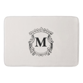 Beige Custom Monogram Crest Badrumsmatta