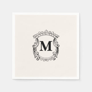 Beige Custom Monogram Crest Pappersservett