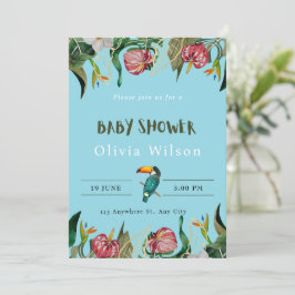 Beige Cute Blommigt Baby Shower-inbjudan Inbjudningar