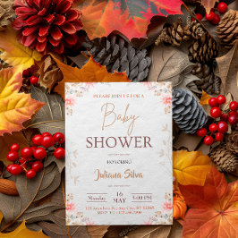 Beige Cute Blommigt Baby Shower-inbjudan Inbjudningar