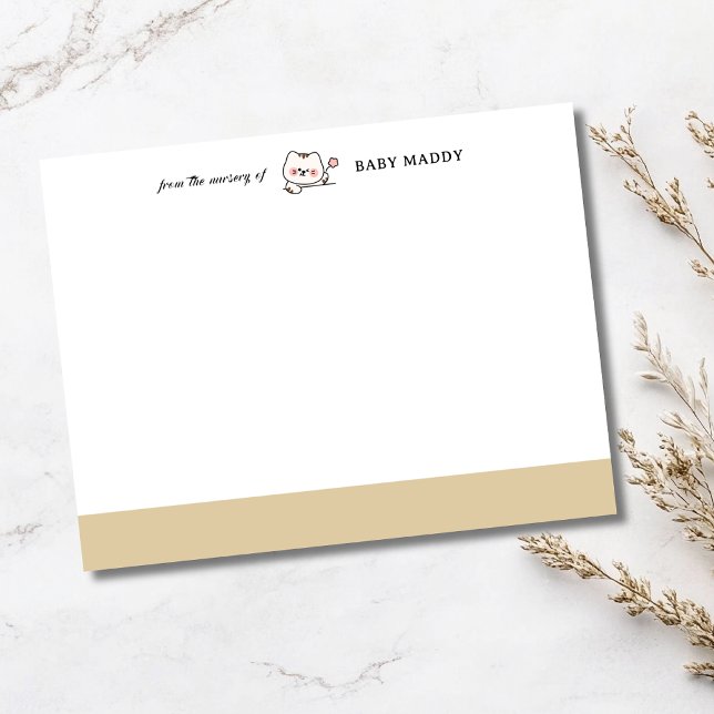 Beige Cute Cat Nursery Stationery Note Card Inbjudningar (Skapare uppladdad)