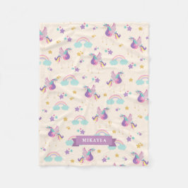 Beige| Cute Rainbow Unicorn Mönster Fleecefilt