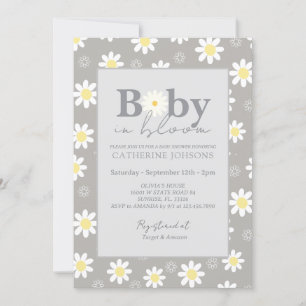 Beige Daisy Baby i Bloom Shower Inbjudningar