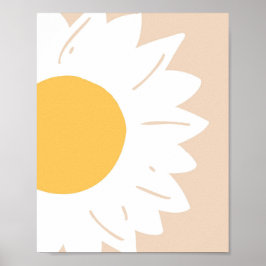 Beige Daisy – Minimalistisk blomsterkonst för vägg Poster