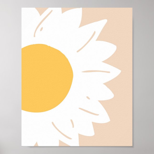Beige Daisy – Minimalistisk blomsterkonst för vägg Poster (Framsidan)
