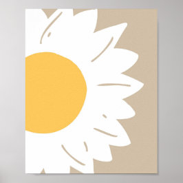 Beige Daisy – Minimalistisk blomsterkonst på vägge Poster