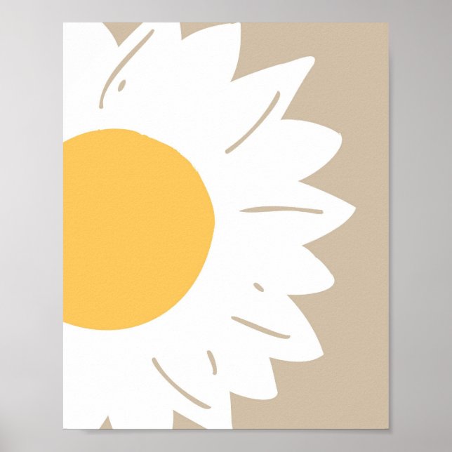 Beige Daisy – Minimalistisk blomsterkonst på vägge Poster (Framsidan)